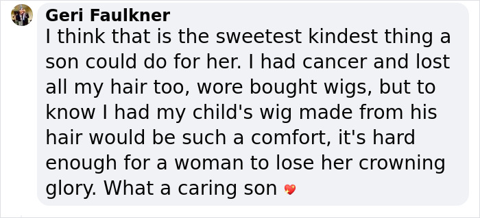 “I Don’t Mind Being Sick But I Mind Looking Sick”: Mom Receives Beautiful Wig Made Out Of Her Son’s Hair After Cancer Treatment Hair Loss “I Don’t Mind Being Sick But I Mind Looking Sick”: Mom Receives Beautiful Wig Made Out Of Her Son’s Hair After Cancer Treatment Hair Loss