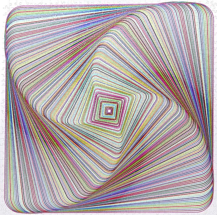 Twisted 3D Colorful Squares Puzzle