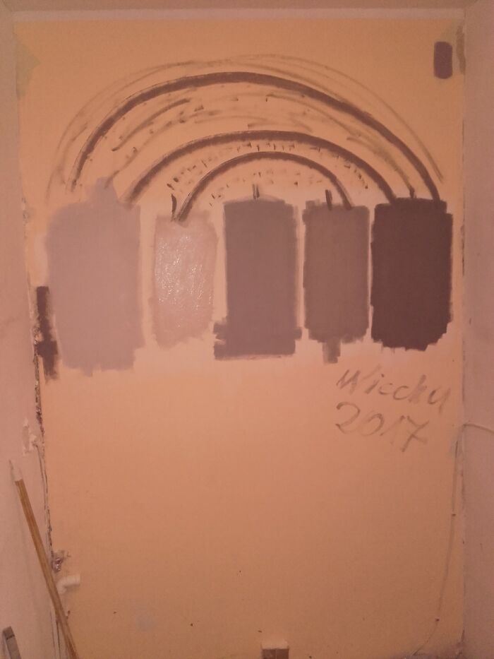 Not Found But Left This Piece Of Art Behind A Cupboard Art As A Result Of Testing Out Paint In My Apartment. A Person Who Will Once Dismantle The Cupboard Is In For A Surprise