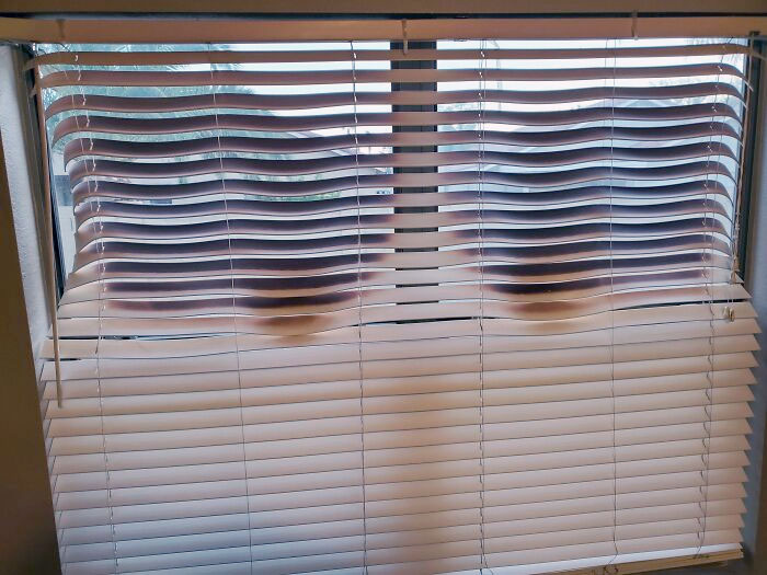 Had A Blanket Cover My Window During The Summer Months In Phoenix. Removed The Blanket Today To Discover My Blinds Had Melted