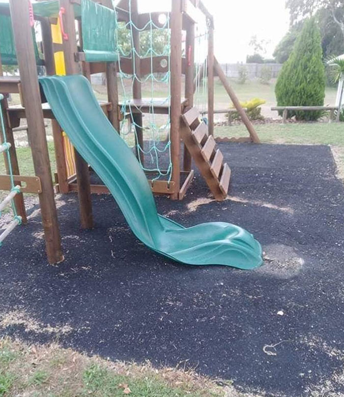 You Know It's Hot When The Plastic Slides Are Melting 