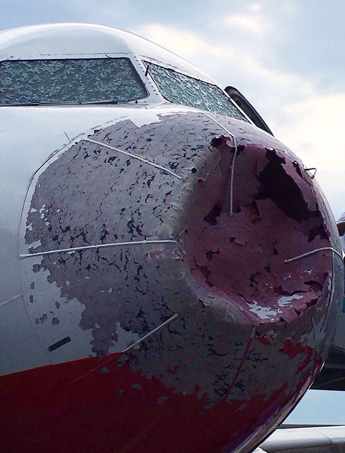 Atlasjet A320 Radom And Windshield Seriously Damaged By Hail At Istanbul