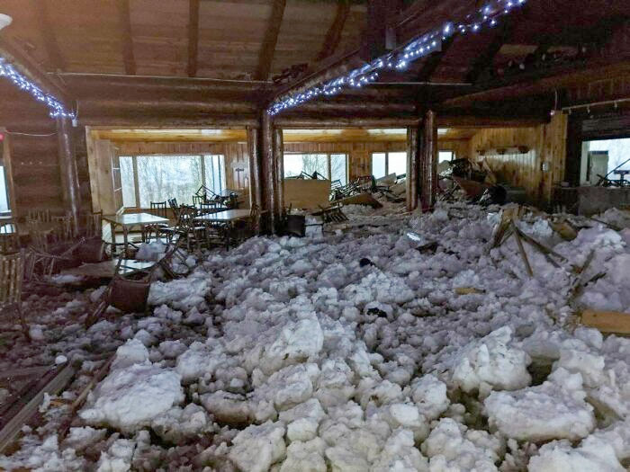 A Christmas Morning Avalanche Left Four Foot Of Snow Inside Of The Belleayre Mountain Ski Lodge In NY