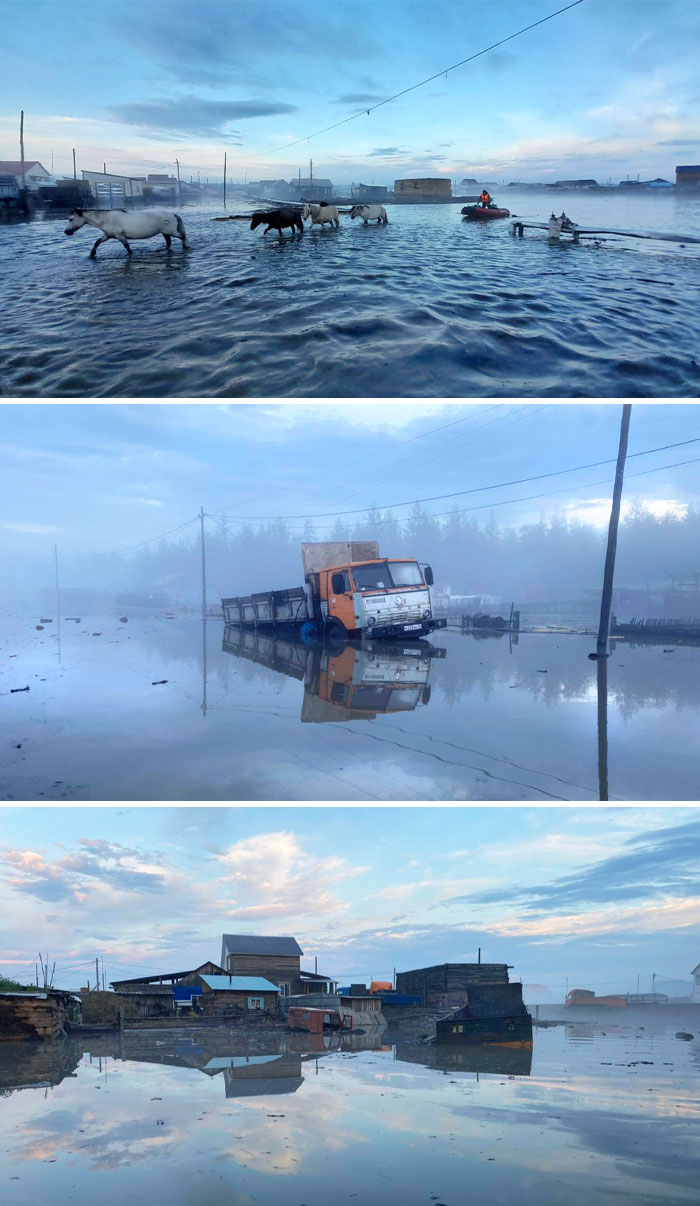 Flood Continues In The North Of Yakutia, Russia's Largest And Coldest Territory. Several Villages Are Now Completely Under Water