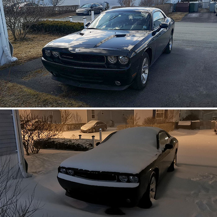 April On The East Coast. Sunday: Got My Car Out, Ready For Summer vs. Monday: Just Kidding