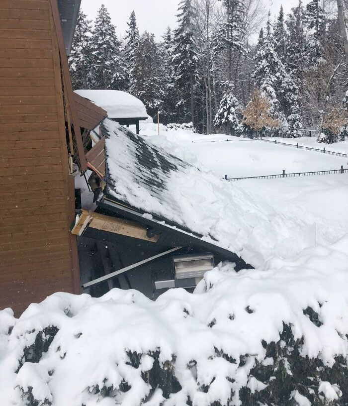 The Weight Of The Snow Destroyed My Neighbor's Patio Roof While They Are On Vacation
