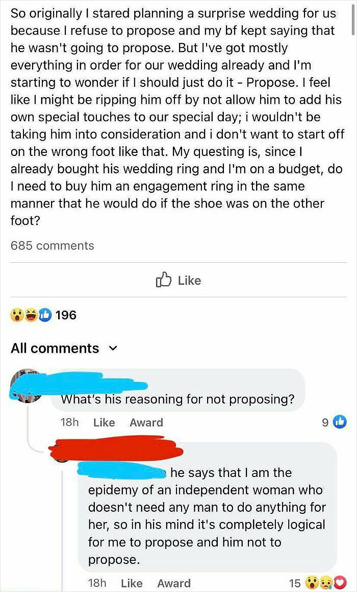 “Bride” Gets Angry When Fb Group Advises Against Surprise Wedding