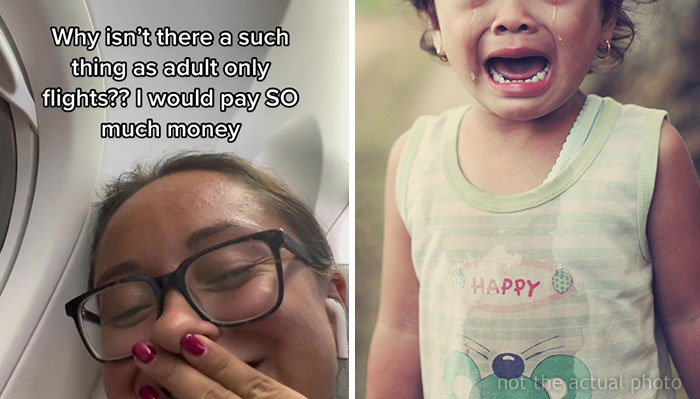 Plane Passenger Sparks Online Debates On “Adult-Only” Flights After Her 3-Hour Trip Gets Ruined By Crying Kid That’s Kicking Her Chair