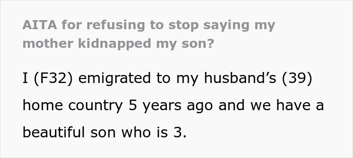 Woman Asks The Internet Whether She Was Wrong To Tell Her Mother She Can’t See Her Son Anymore After She Kidnapped Him