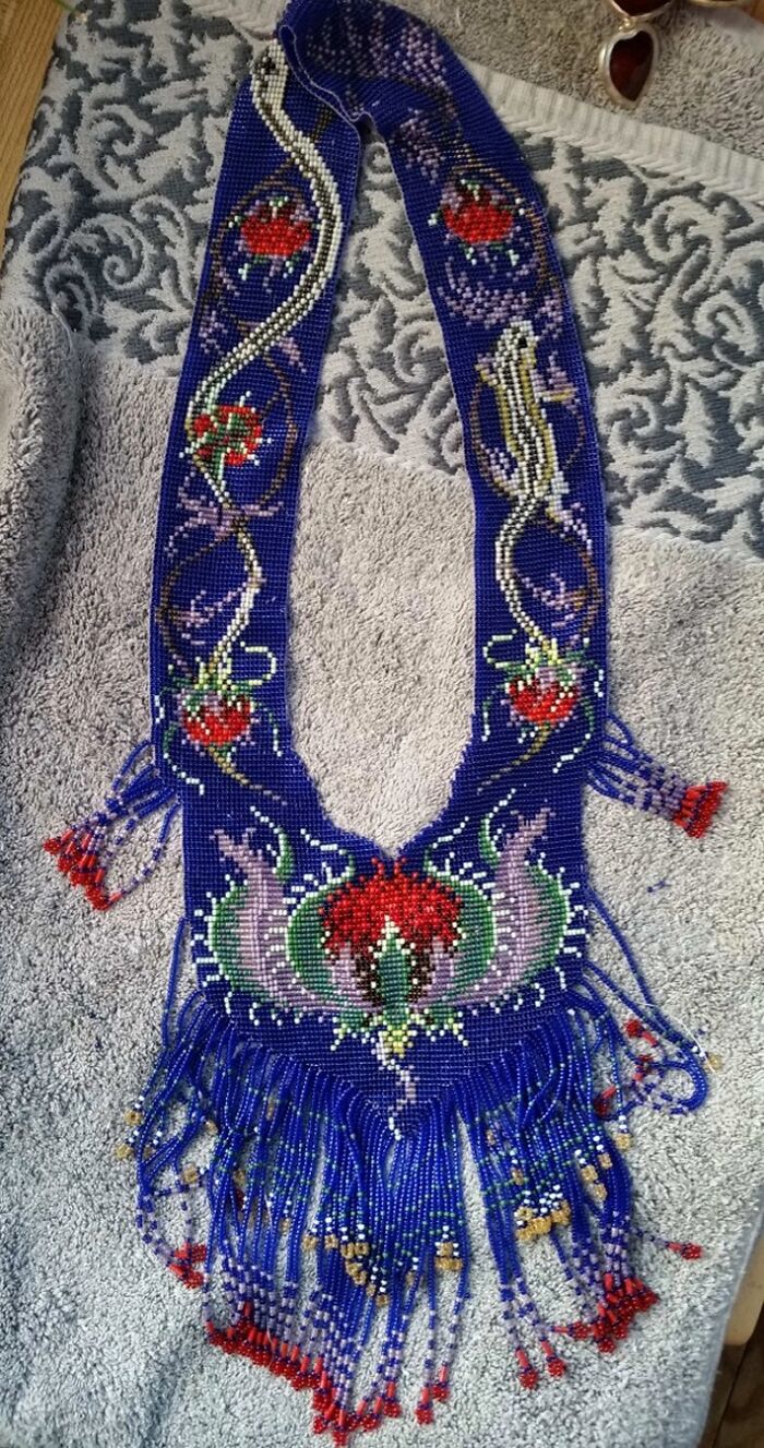 I Still Have To Work On The Fringe A Bit. Woven Seed Bead Necklace. Took Me 9 Months, Every Day.