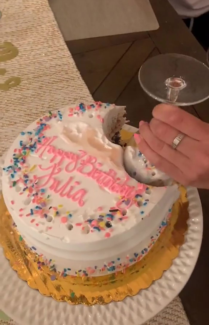 Cutting Cake With Wine Glasses