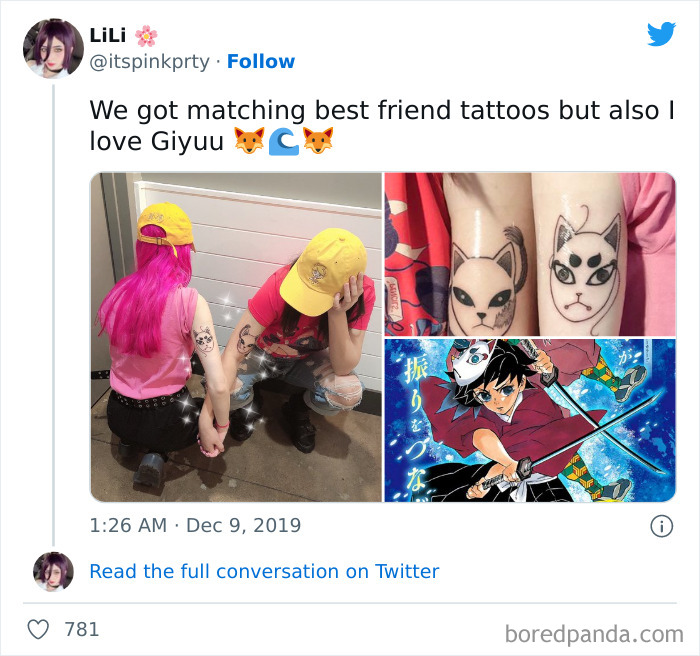 Anime inspired best friend tattoos