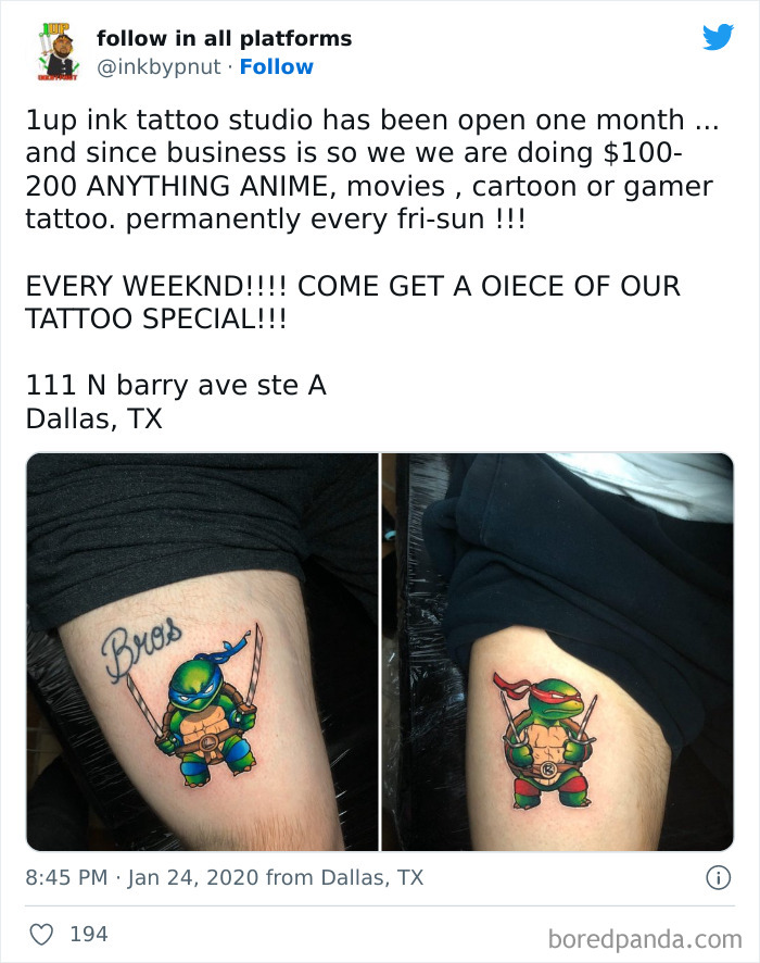 Teenage Mutant Ninja Turtles tattoos