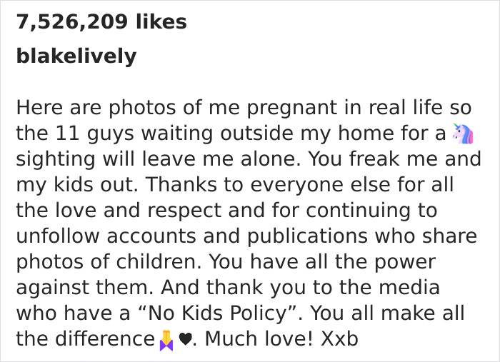 "You Freak Me And My Kids Out": Blake Lively Posts 8 Pregnancy Pics So The Creepy Paparazzi Will Stop Camping Near Her House "You Freak Me And My Kids Out": Blake Lively Posts 8 Pregnancy Pics So The Creepy Paparazzi Will Stop Camping Near Her House