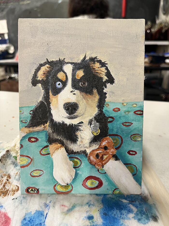 New Puppy In Acrylic (Painting)