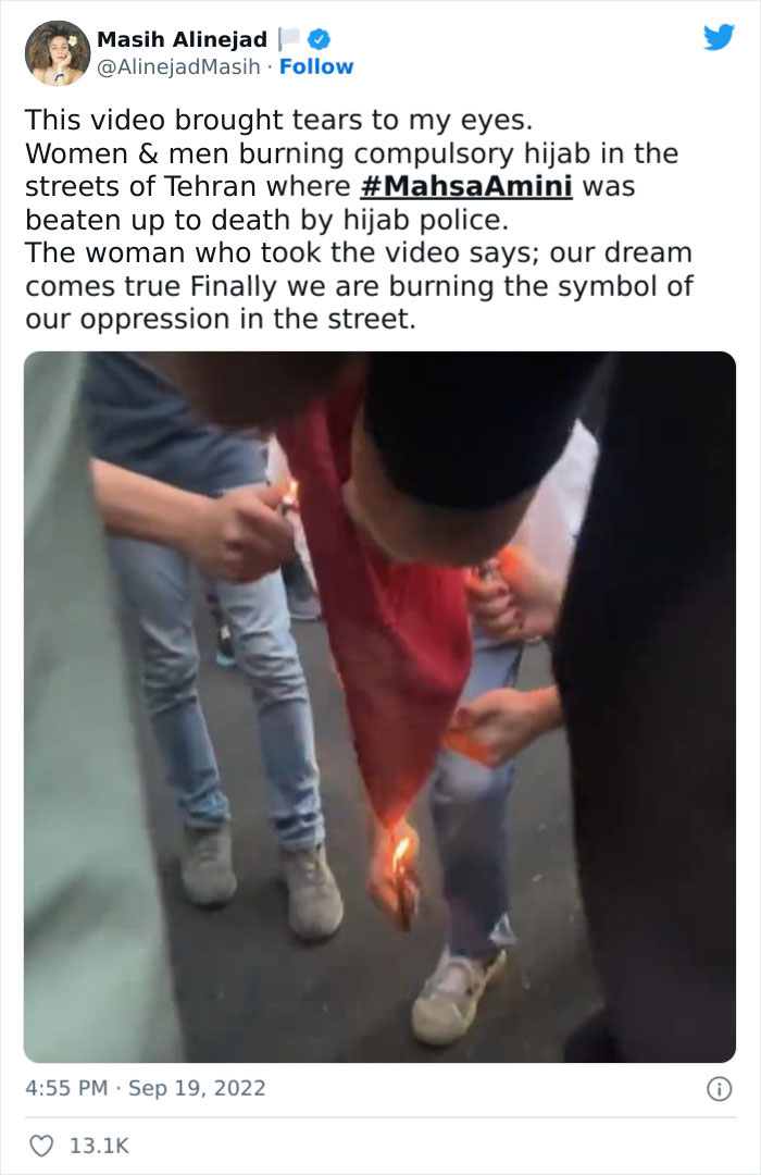 Women Burn Hijabs, Cut Their Hair As Protests Spread In Iran After The Death Of Mahsa Amini Women Burn Hijabs, Cut Their Hair As Protests Spread In Iran After The Death Of Mahsa Amini