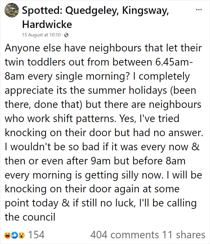 Neighbor Can't Stand Kids Playing Outside At 6:45 AM, Asks If They Should Contact The Council