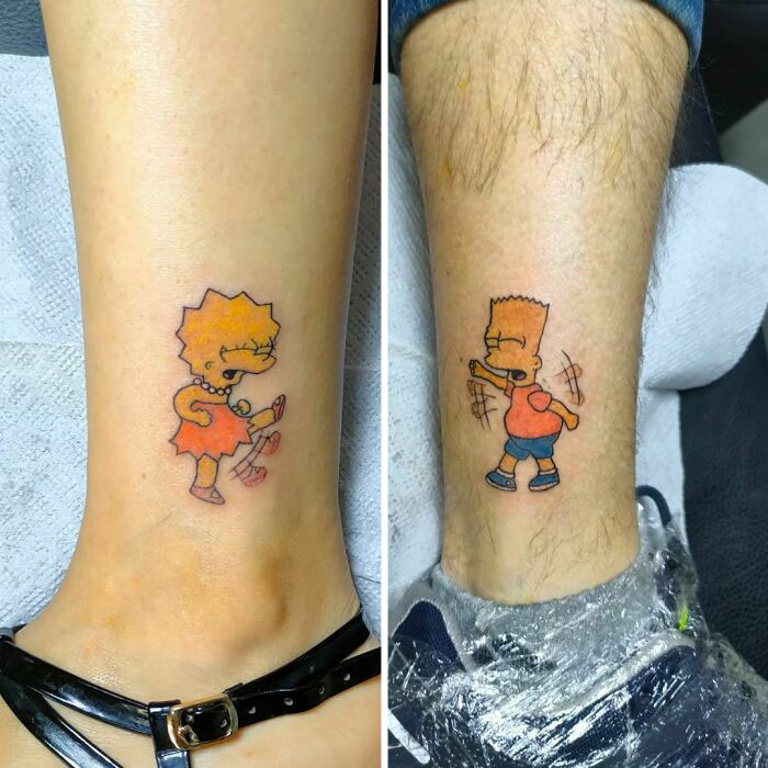 Bart And Lisa Tattoo For Brother And Sister