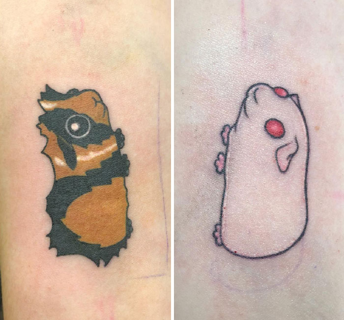 Back In March I Lost My Albino Guinea Pig. I Decided To Get Her And Her Cage-Mate Tattooed On Me So I Can Have Them Forever
