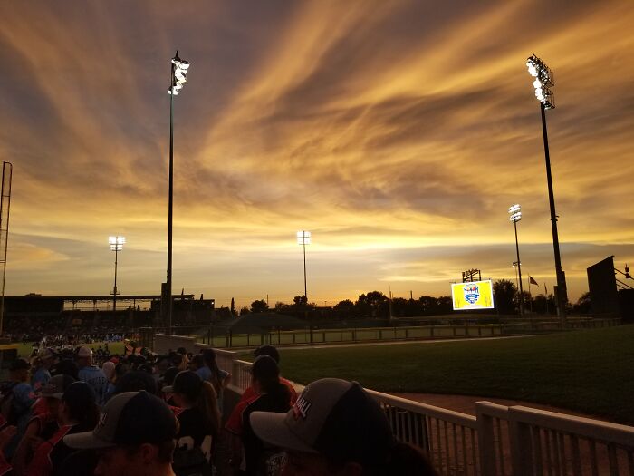 A Wispy Sunset Over Baseball Fields In Arizona