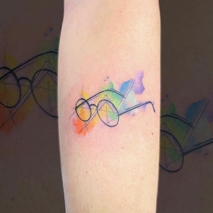 Harry Potter Glasses Watercolor Tattoo