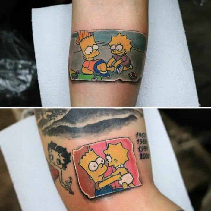 Siblings Tattoo, I Don't Know If You Can Tell But I Like The Simpsons