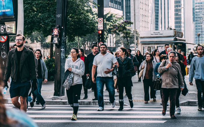 people crossing the road