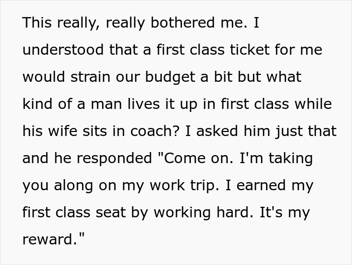 "How Very 1950s Of You": Woman Gets A Reality Check After Taking Husband's First Class Seat And Making Him Fly Coach "How Very 1950s Of You": Woman Gets A Reality Check After Taking Husband's First Class Seat And Making Him Fly Coach