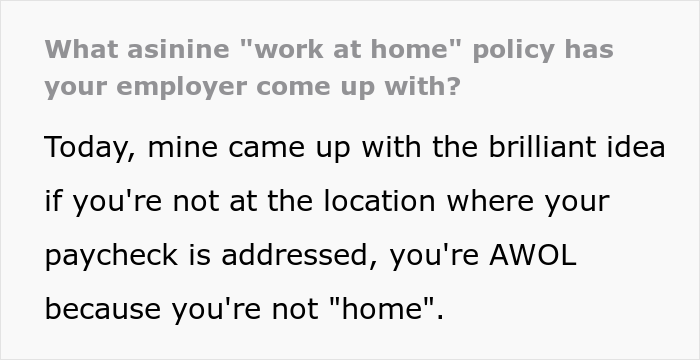 This man shared the ridiculous work-from-home policy his boss came up with