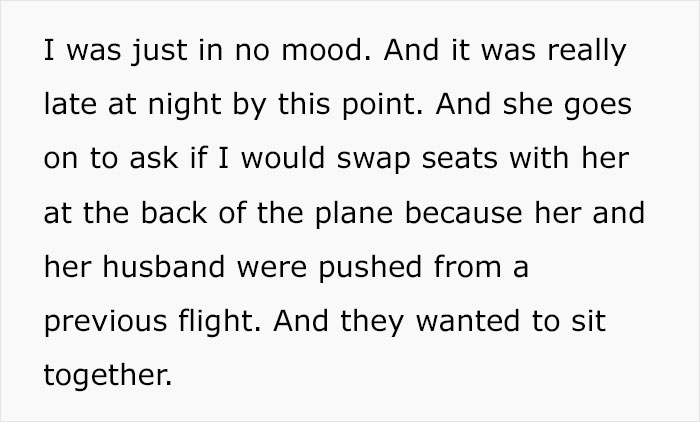 Woman Shares How She Got Lectured By A “Karen” On A Plane Who Asked To Swap Seats With Her So She Could Sit With Her Husband