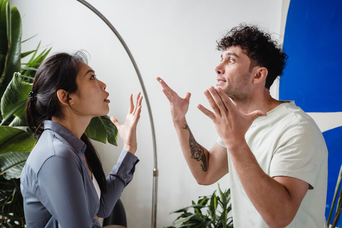 Woman and man arguing