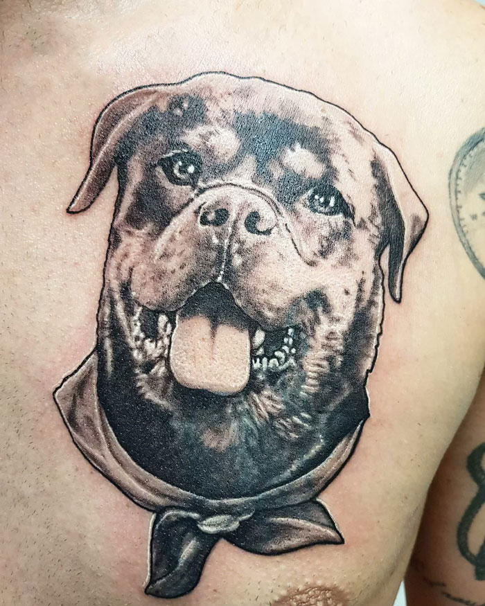 Dog's face tattoo 