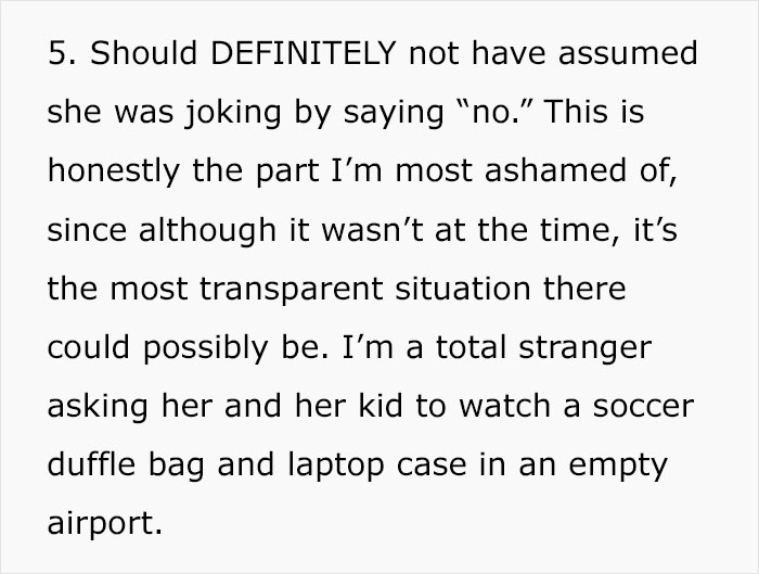 Man Is Puzzled That A Woman Turned Down His Request To Watch His Belongings At The Airport While He Uses The Restroom Man Is Puzzled That A Woman Turned Down His Request To Watch His Belongings At The Airport While He Uses The Restroom
