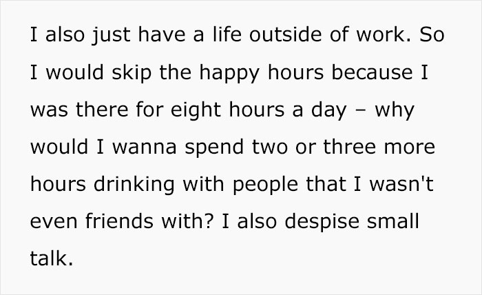 Company Threatens To Fire Employee If She Continues To Ignore Team Gatherings After Work, Sparks Debate On Work Culture Company Threatens To Fire Employee If She Continues To Ignore Team Gatherings After Work, Sparks Debate On Work Culture