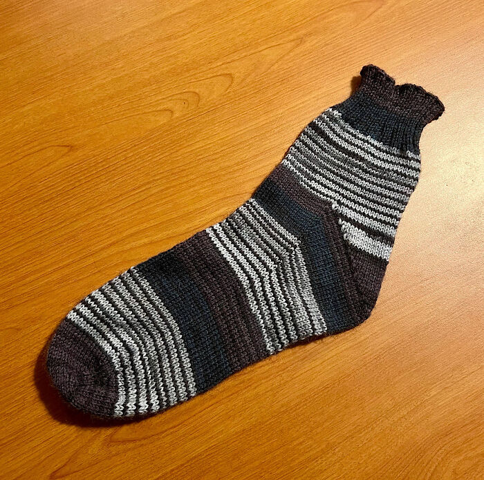 I’m Knitting Socks. Took Photo Of The Finished One To Add To My Notes : )