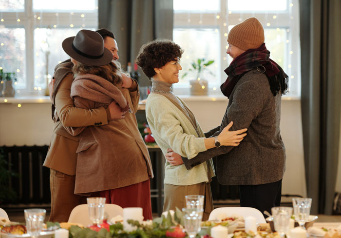 Friends hugging each other