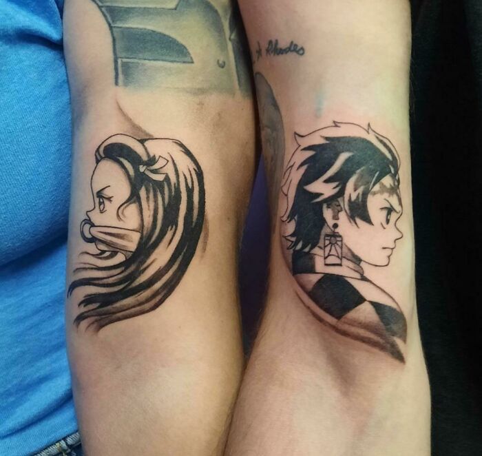 Matching Demon Slayer Tattoo For Sister And Brother