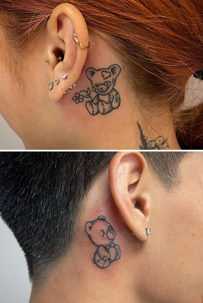 Teddy Bear Matching Tattoos