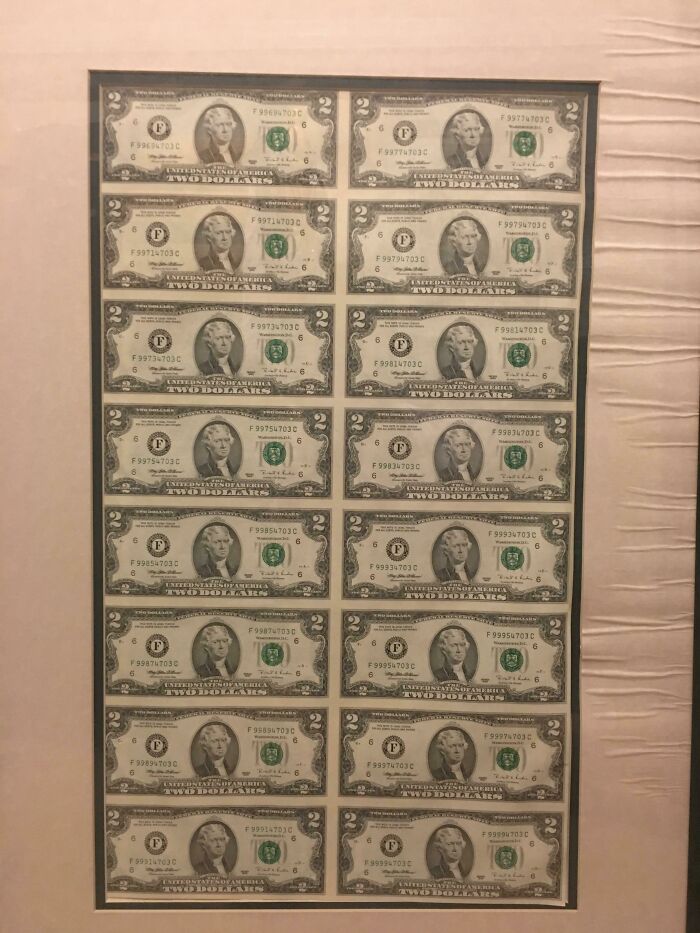 I Have An Uncut Sheet Of Two Dollar Bills