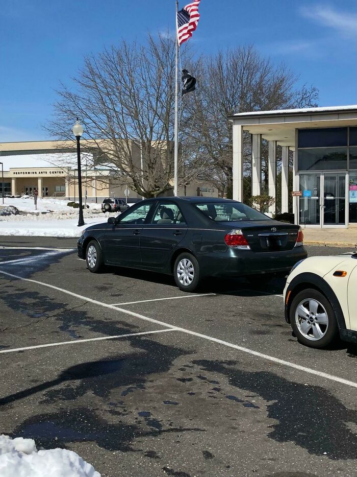 A Woman Inside The Post Office Was On The Phone Complaining That She Locked Her Keys In Her Car. I Felt Bad Until I Came Outside To See Her Stellar Parking Job. Justice Served