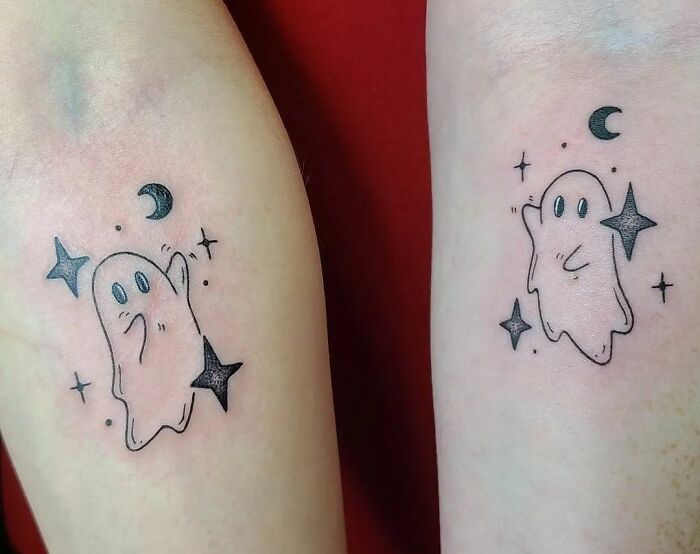 Adorable matching ghost with stars tattoos
