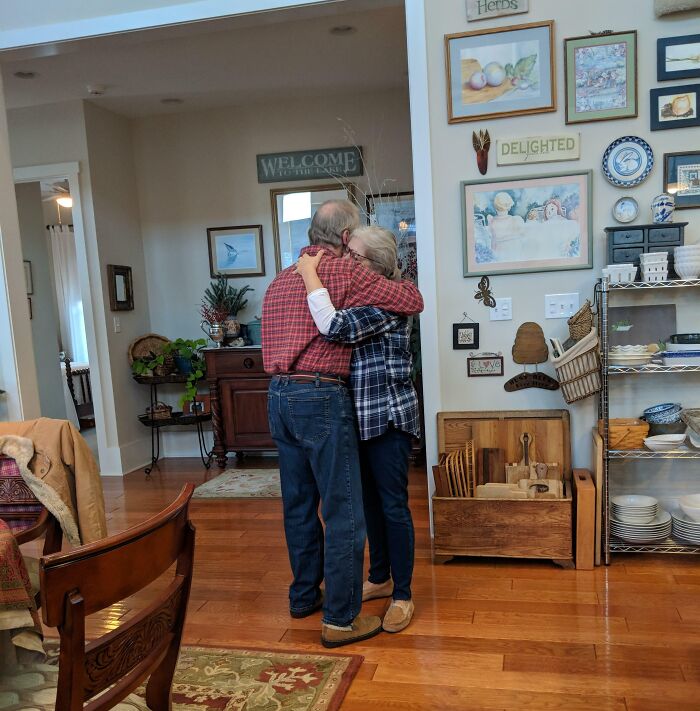 My Dad Was Admitted To The Hospital Right Before Christmas. We Didn't Know If He Would Make It Home At All. This Is My Parents Slow Dancing To "I'll Be Home For Christmas"