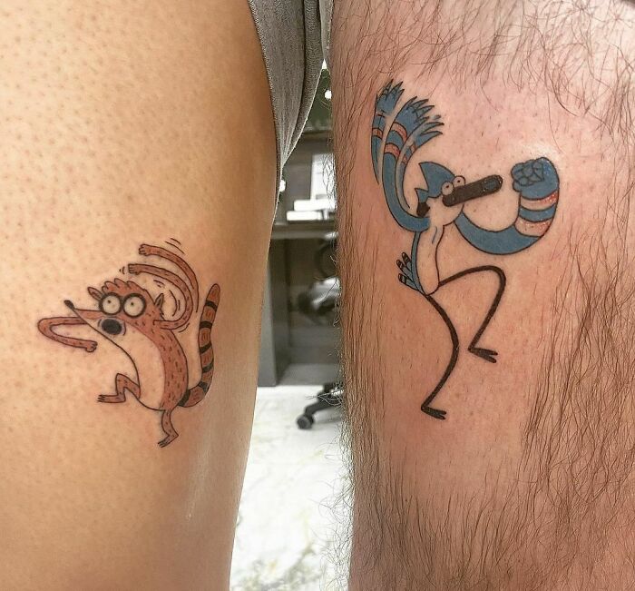 A Fun Regular Show Tattoo For Friends