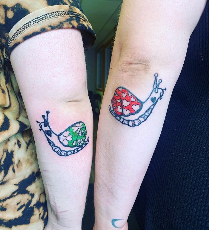 Bestie Matching Snail Tattoos