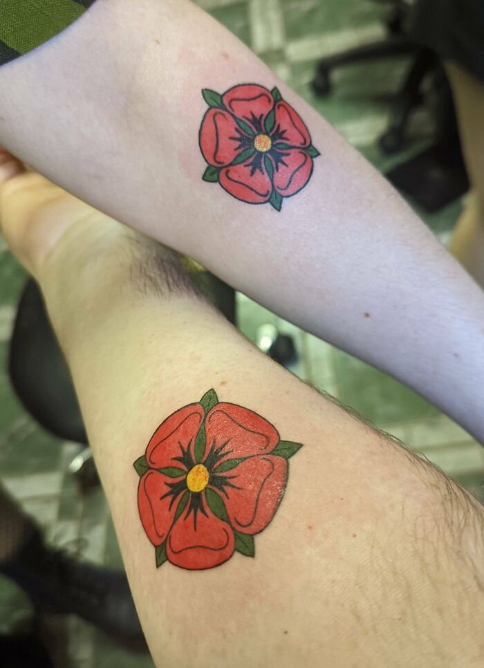 Me And My Bestie Got Lancashire Rose's At Kustomcreations In Manchester, UK