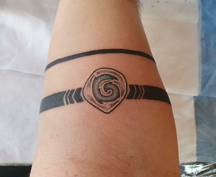 My Hearthstone Arm Band Tattoo. Just To Remind Me That No Matter What There Is A "Home"