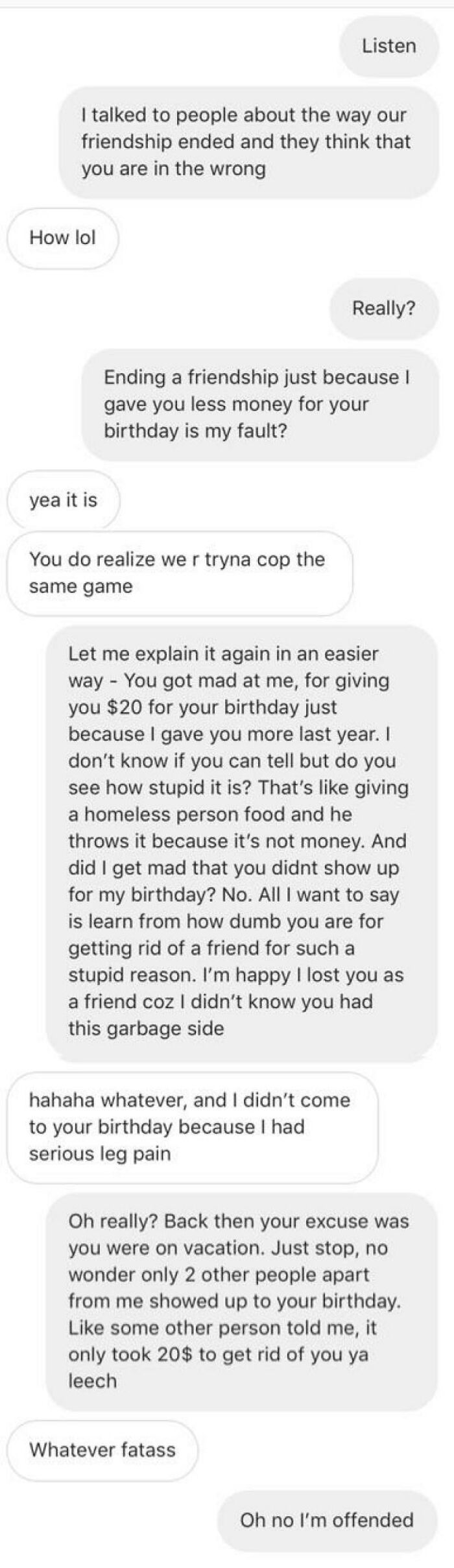 I Made A Post Awhile Back About My Cb Exfriend Who Got Mad Because I Gave Him Less Money For His Birthday Compared To Last Year, And After The Post And The Comments I Decided To Message Him About It And This Is What He Said