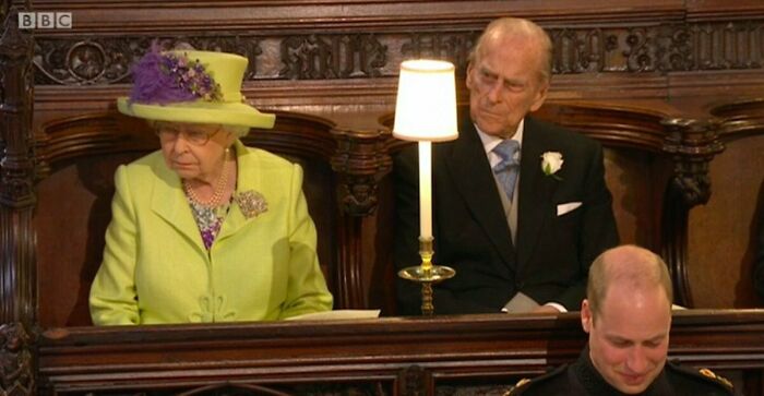 Queen Elizabeth, Prince Phillip And Prince William Reacting To Bishop Curry At Royal Wedding