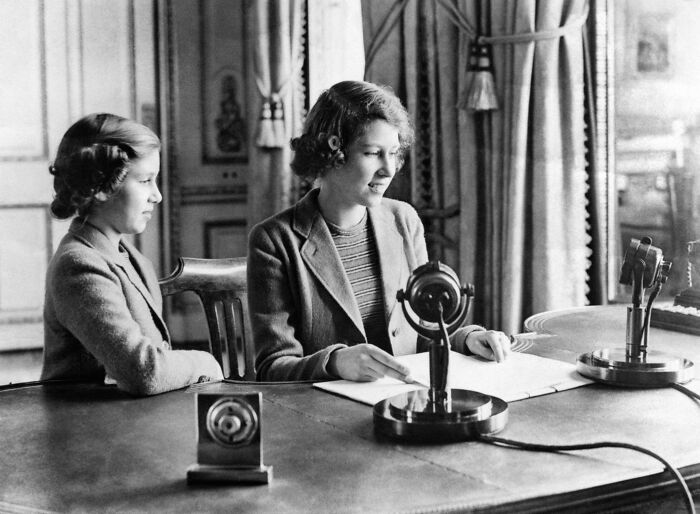 The First Broadcast Speech Of Queen Elizabeth (Then 14 Year Old Princess Elizabeth) With Her Sister Princess Margaret, Broadcasting On “Children’s Hour” From Buckingham Palace To The Children Sent Away As Evacuees. 1940
