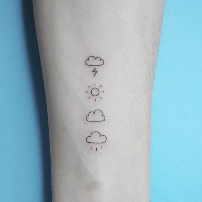 minimalistic tattoo of weather signs